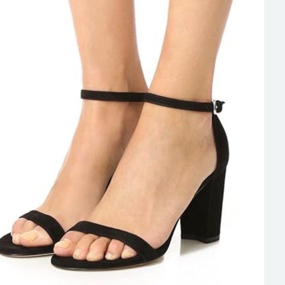 Stuart Weitzman Elegant Black Ankle Strap Heels